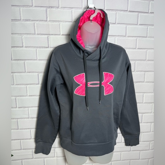 Under Armour Gray Hoodie with Pink Logo/women size SM/P/P - Picture 2 of 10